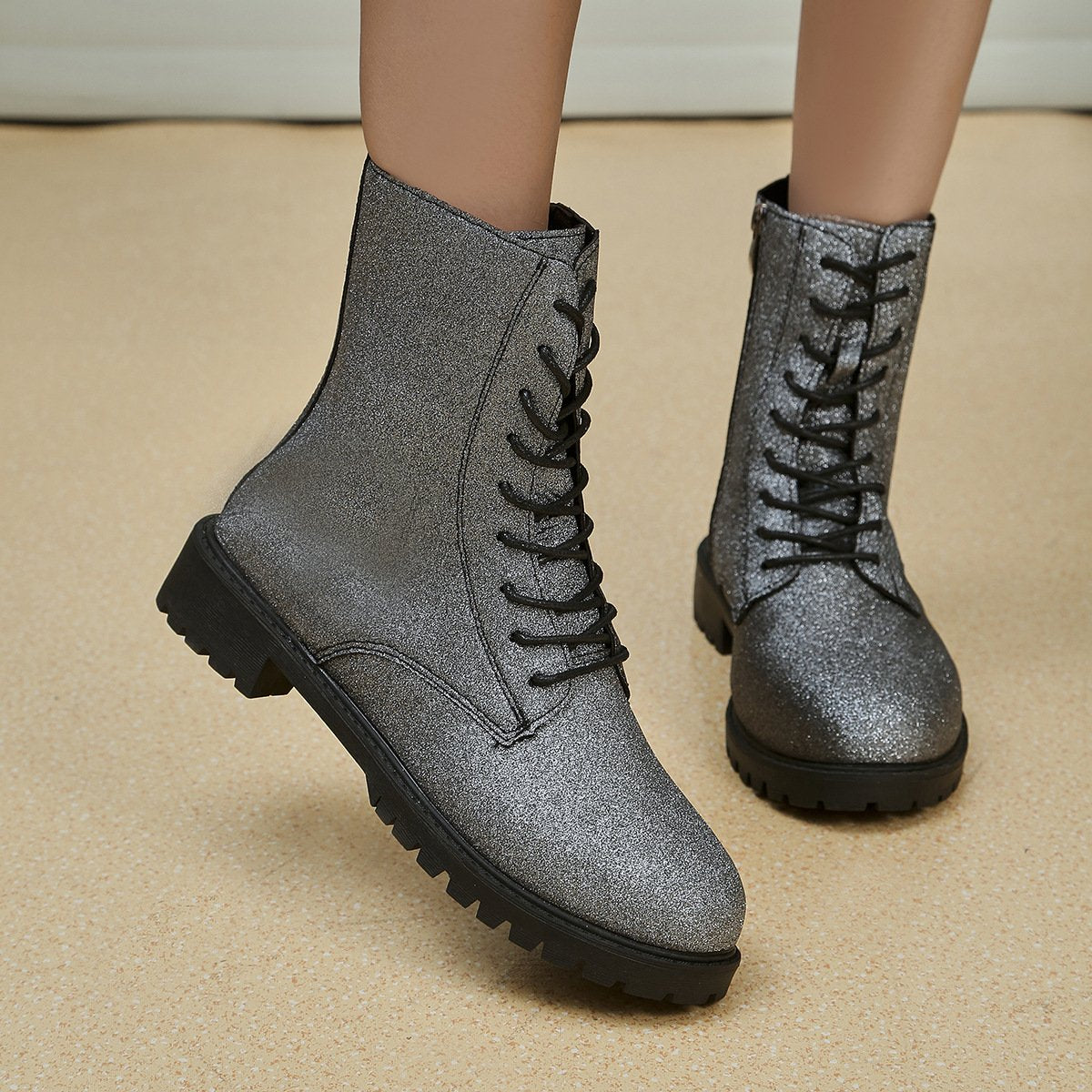 Simple bright diamond boots