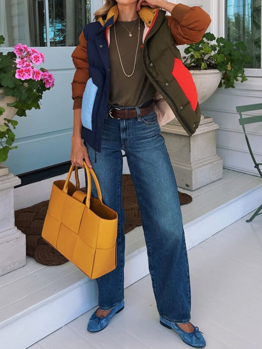Colorblock Hoodied Coat