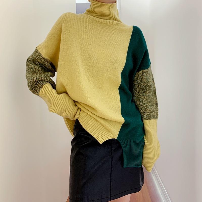 Turtleneck contrast sweater