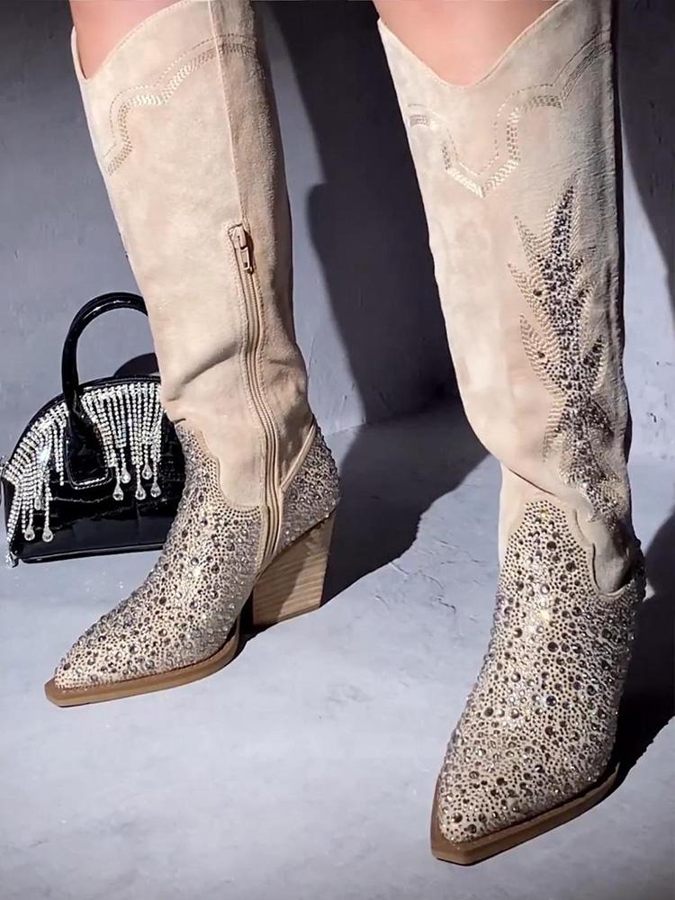 Diamond Embroidered Boots