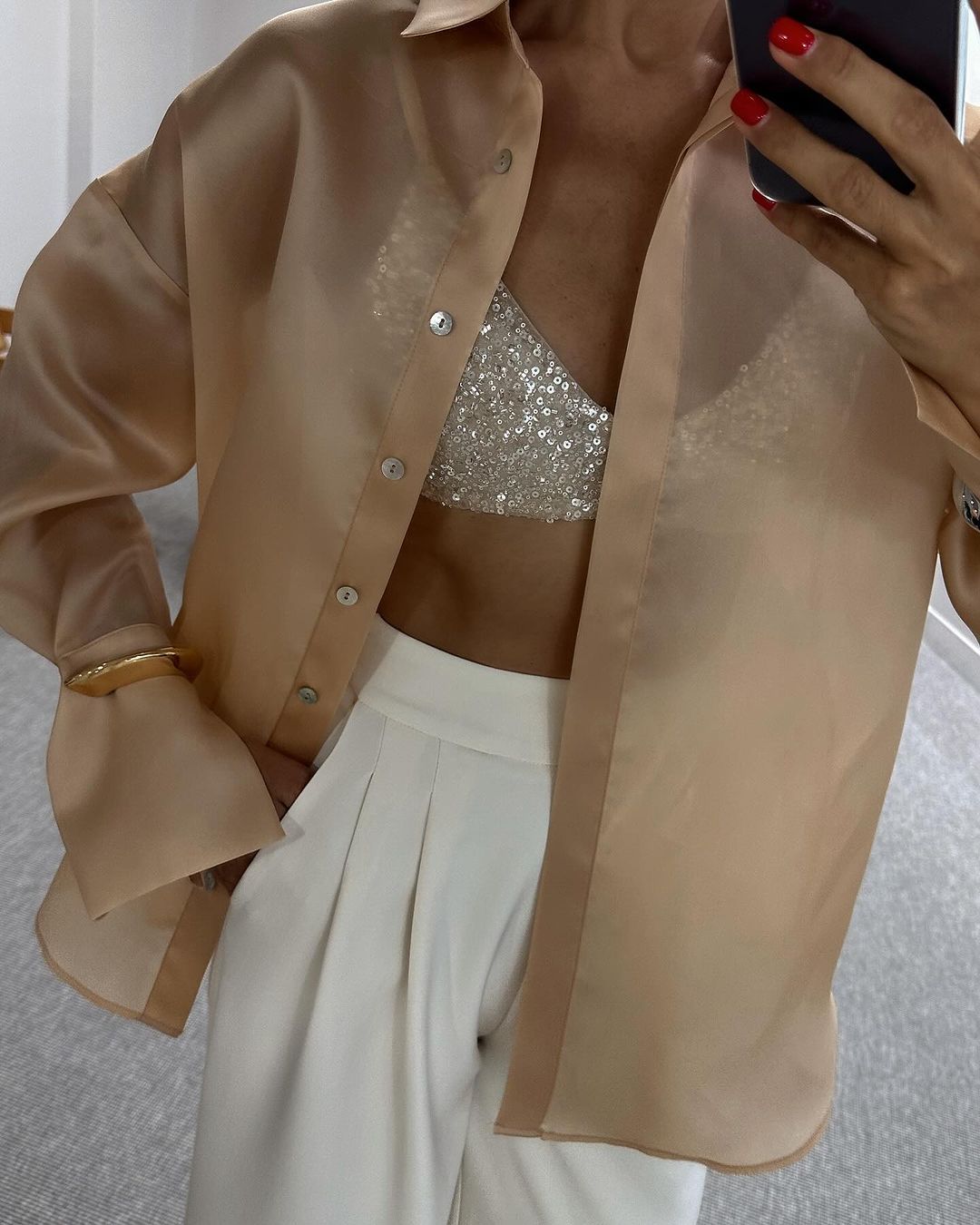 Solid Color Fashionable Textured Shirt