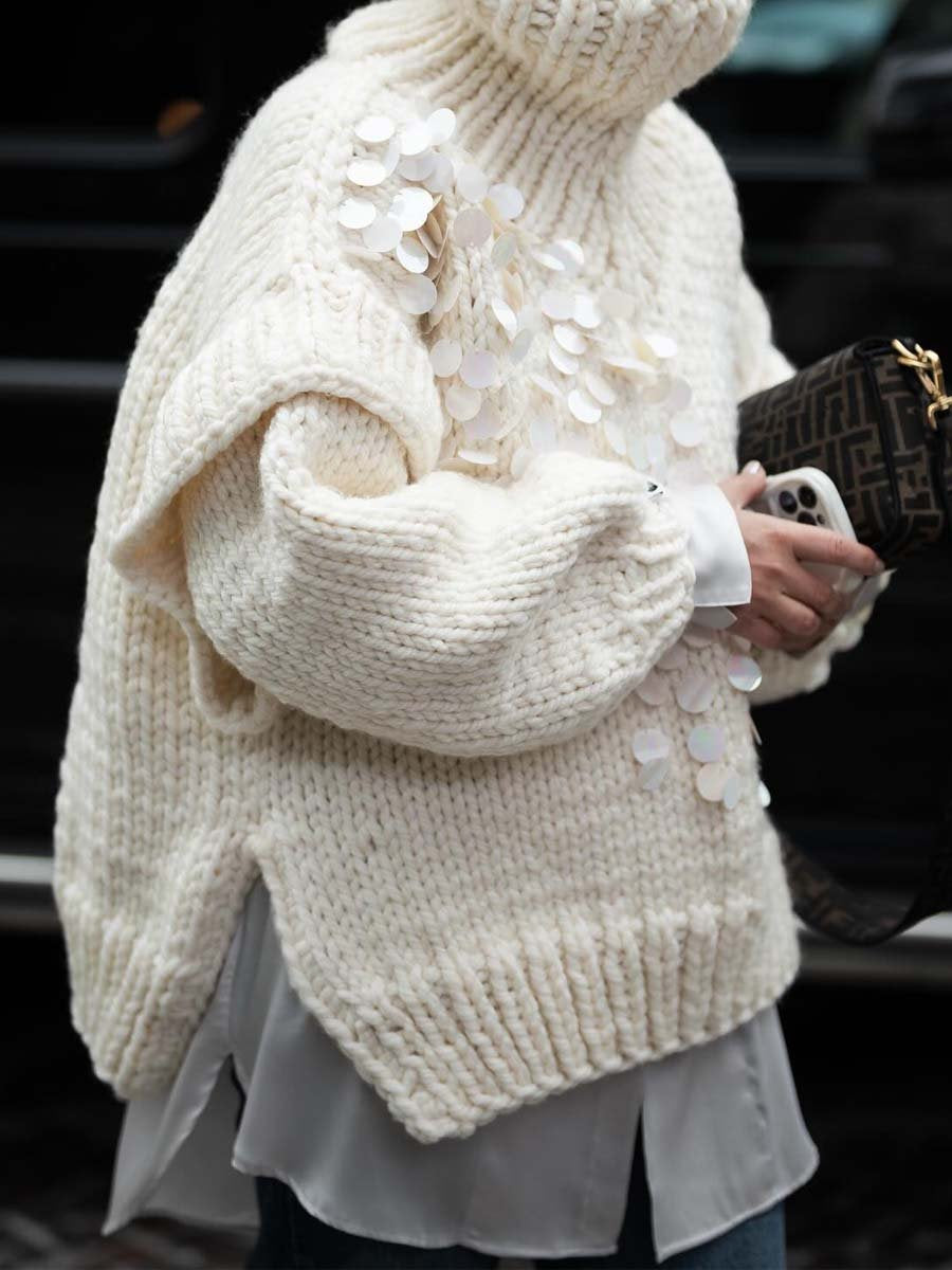 High Neck Sequin Sweater