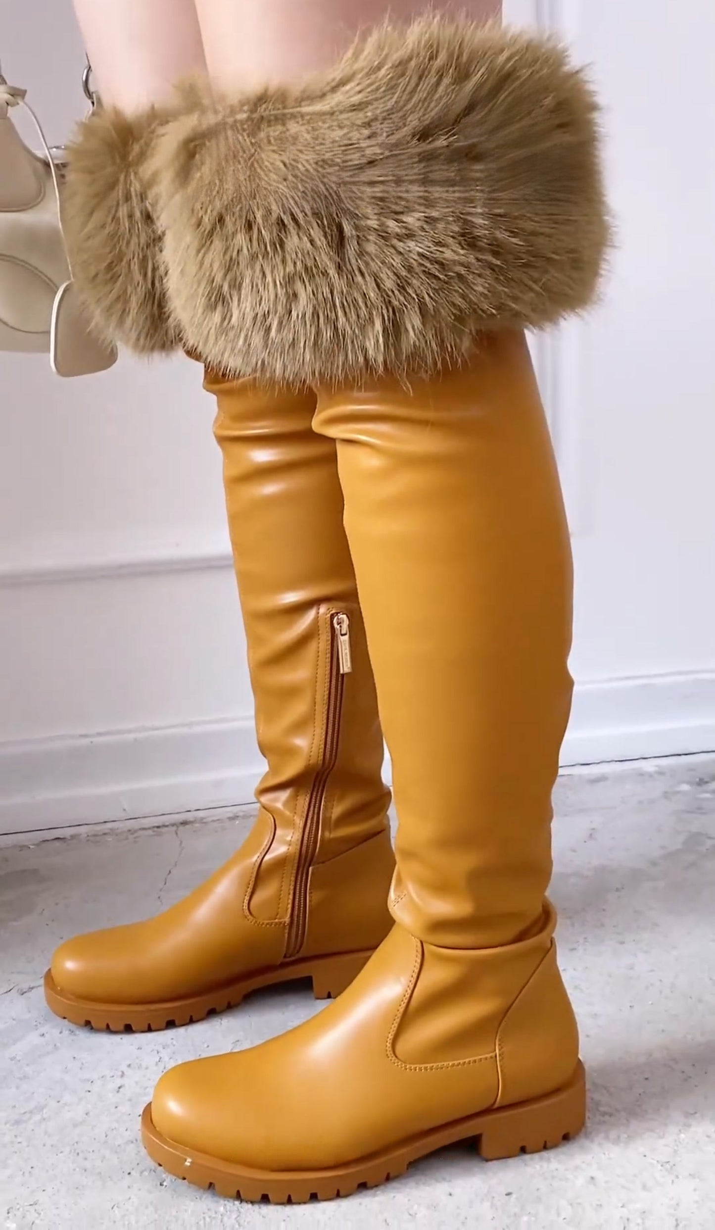 Plush Zippered Over-the-knee Boots