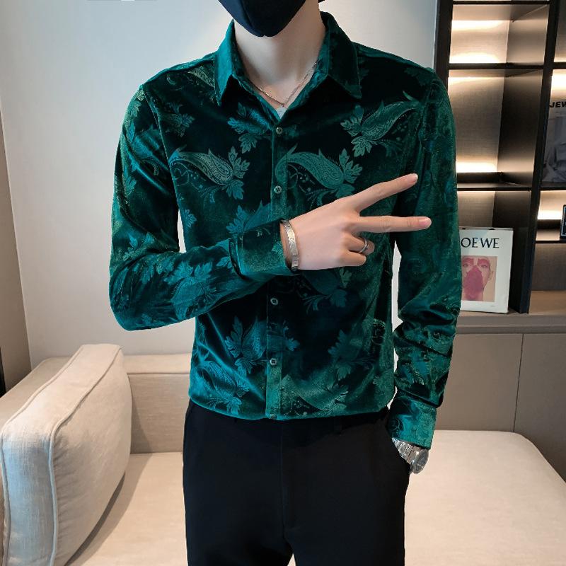 Shiny Velvet Long-sleeve Shirt