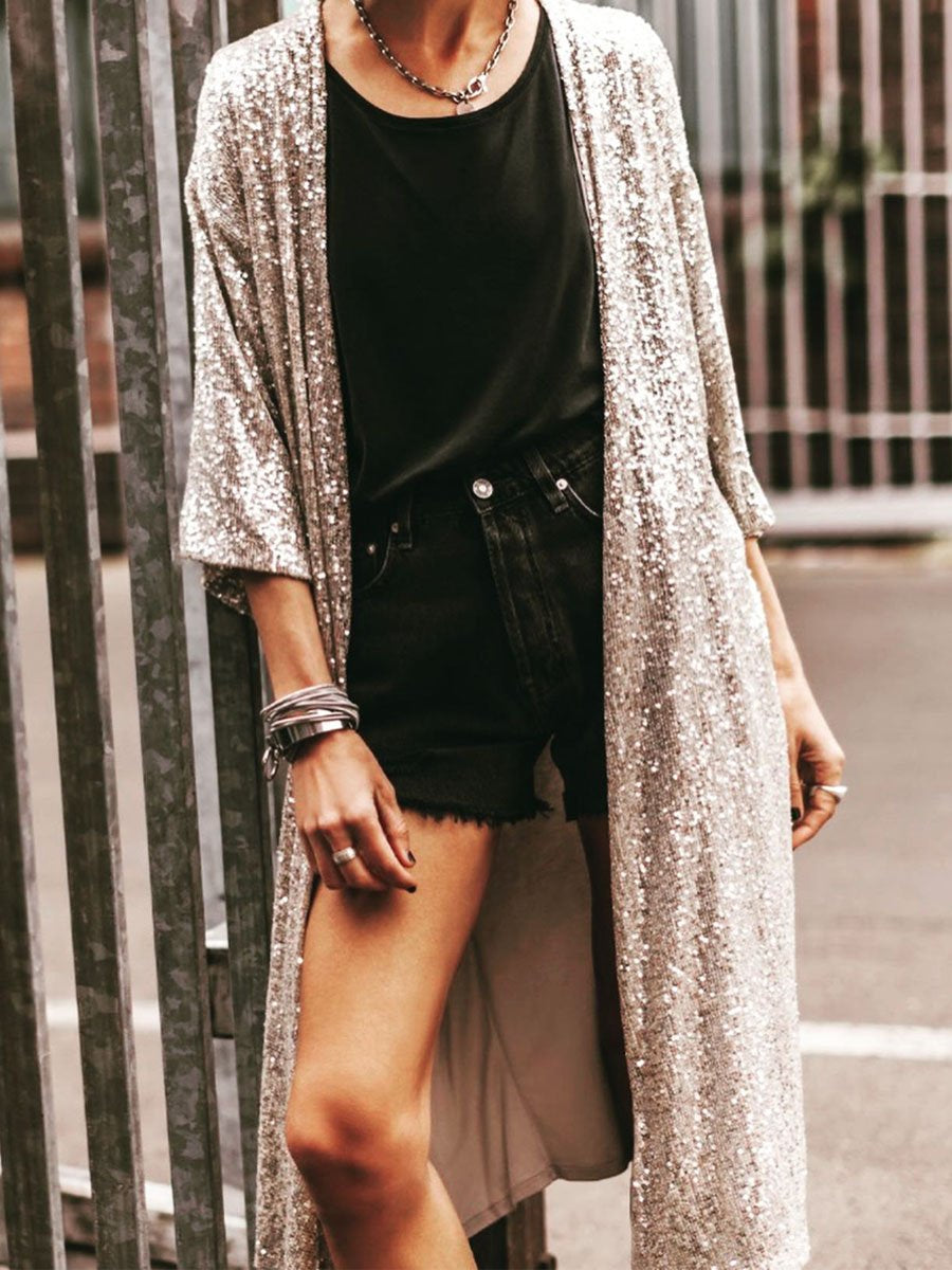 Sequined Cardigan Coat