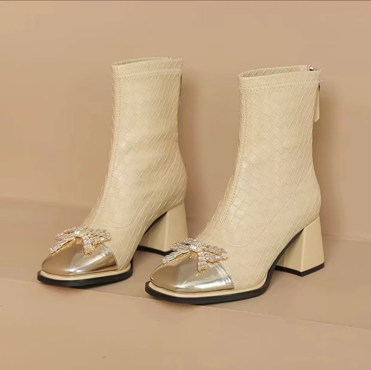 Women's Bright Diamond Plaid Short Boots