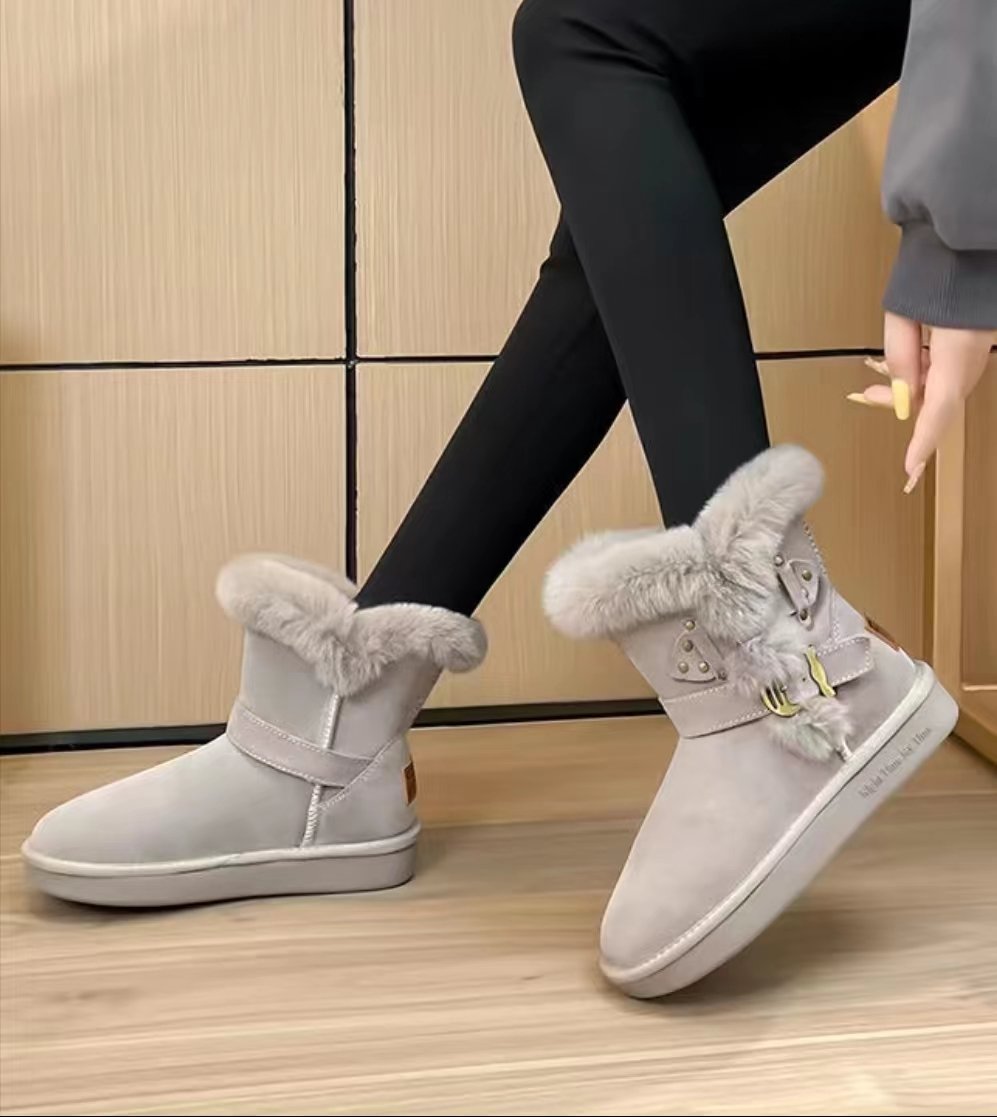 Thick Sole Plus Fleece Cotton Shoes