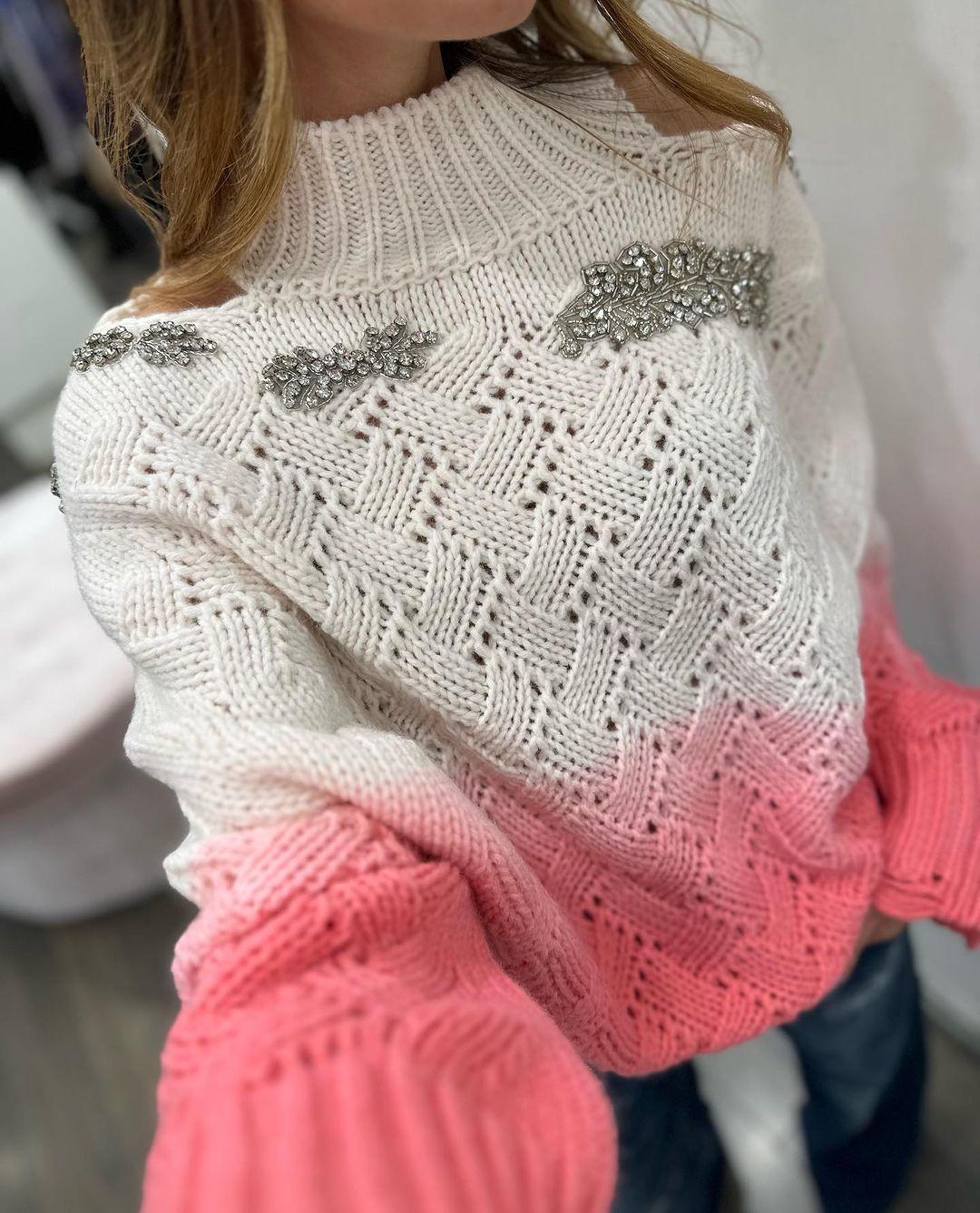 Diamond Patch Color Block Knitted Sweater