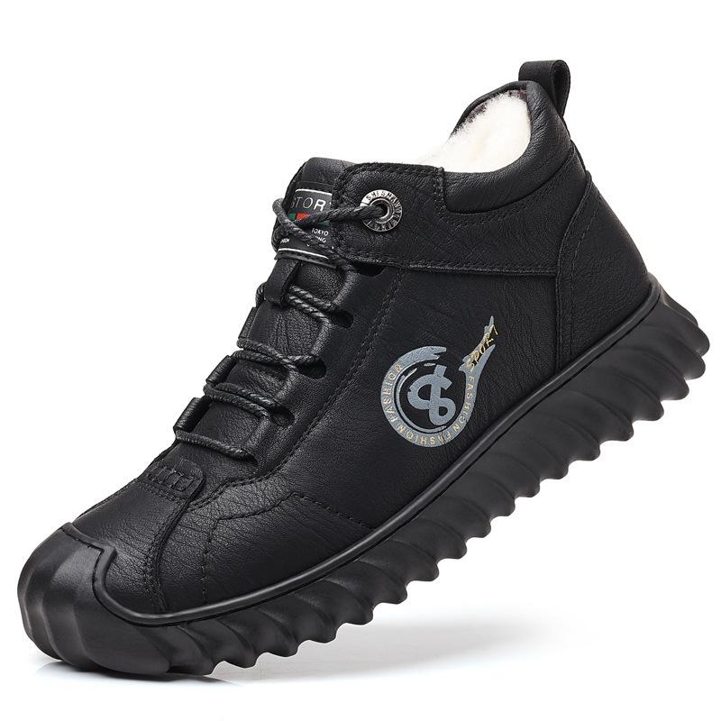 2023 winter men's warm plus fleece cotton shoes