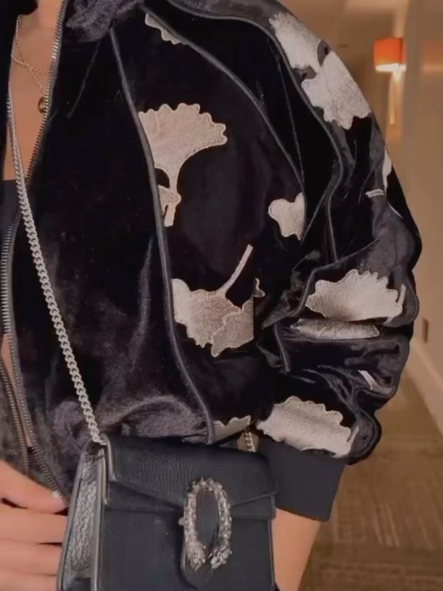 Velvet Print Patchwork Jacket