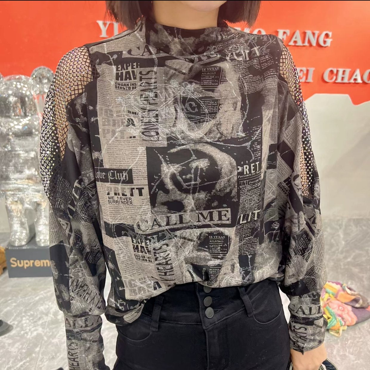 Personalized printed turtleneck bottoming shirt