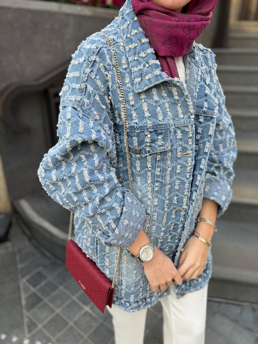 Denim Rhinestone Sparkle Jacket