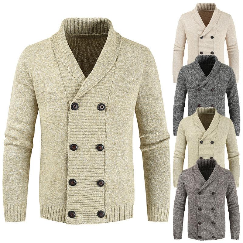 Fashion Casual Men's Double-breasted Cardigan Sweater