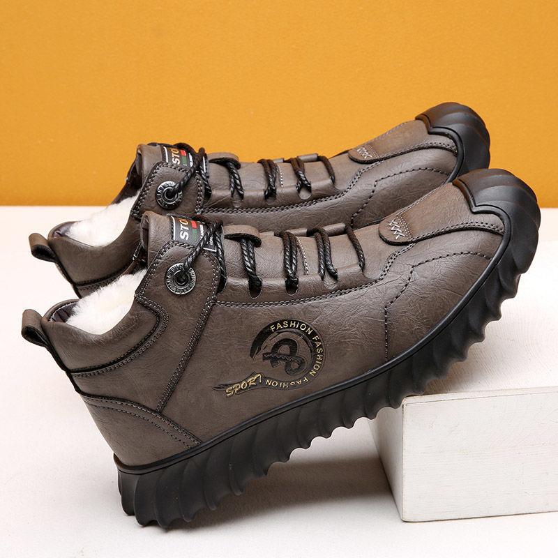 2023 winter men's warm plus fleece cotton shoes