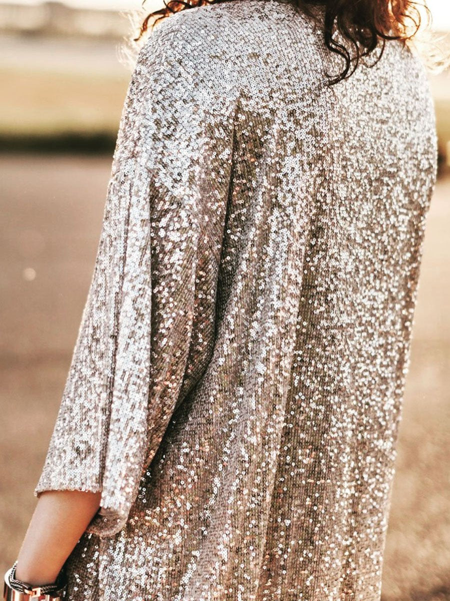 Sequined Cardigan Coat