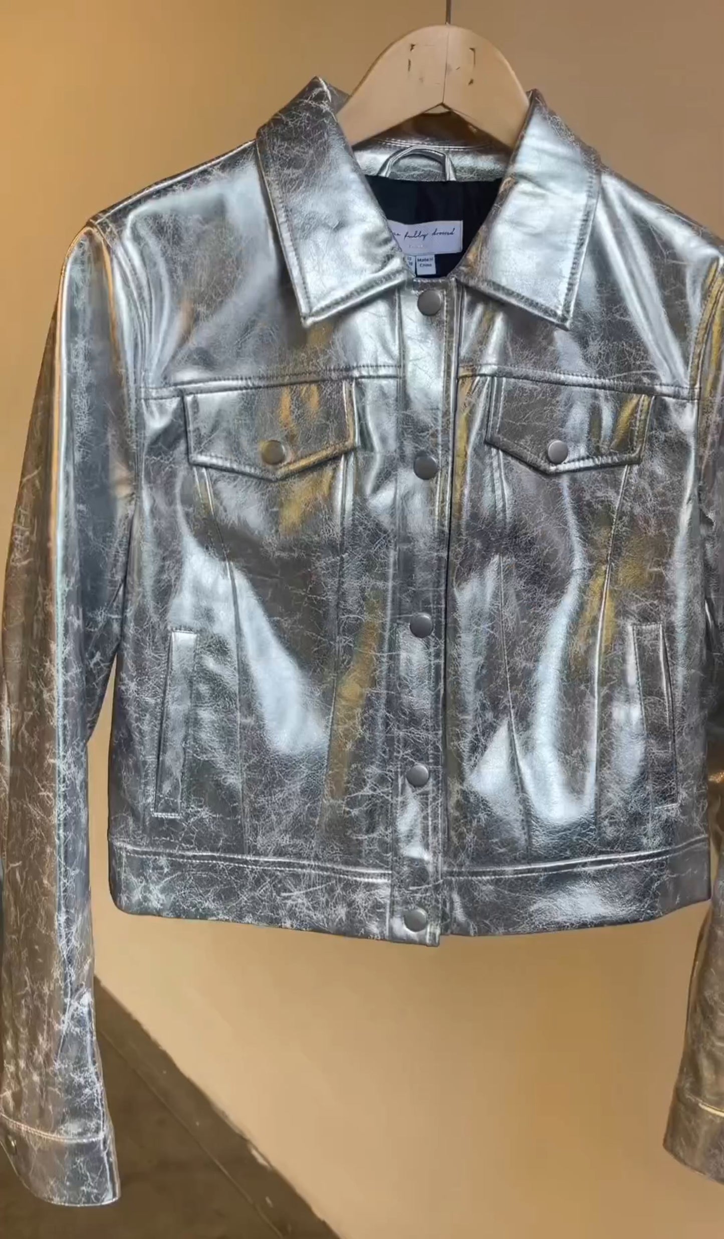 Short Shiny Leather Motorcycle Jacket