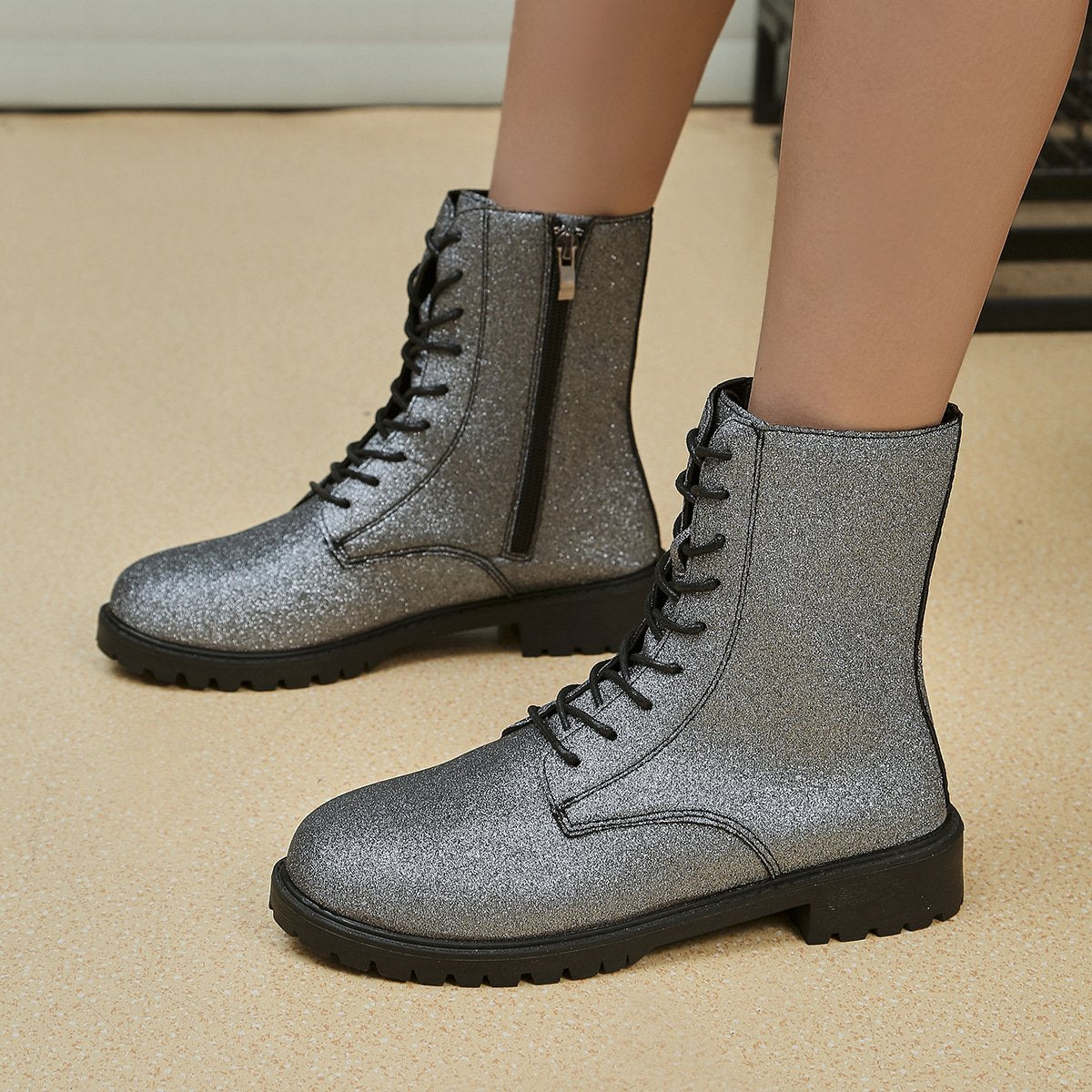 Simple bright diamond boots