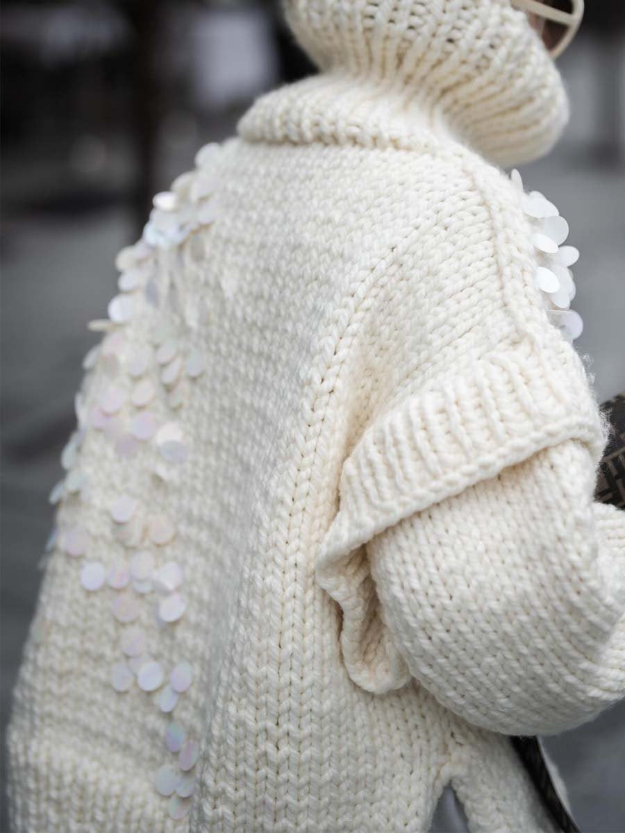 High Neck Sequin Sweater