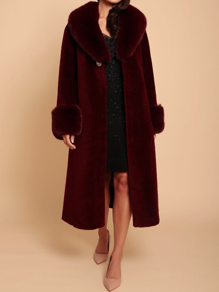Long Coat With Faux Fur Collar