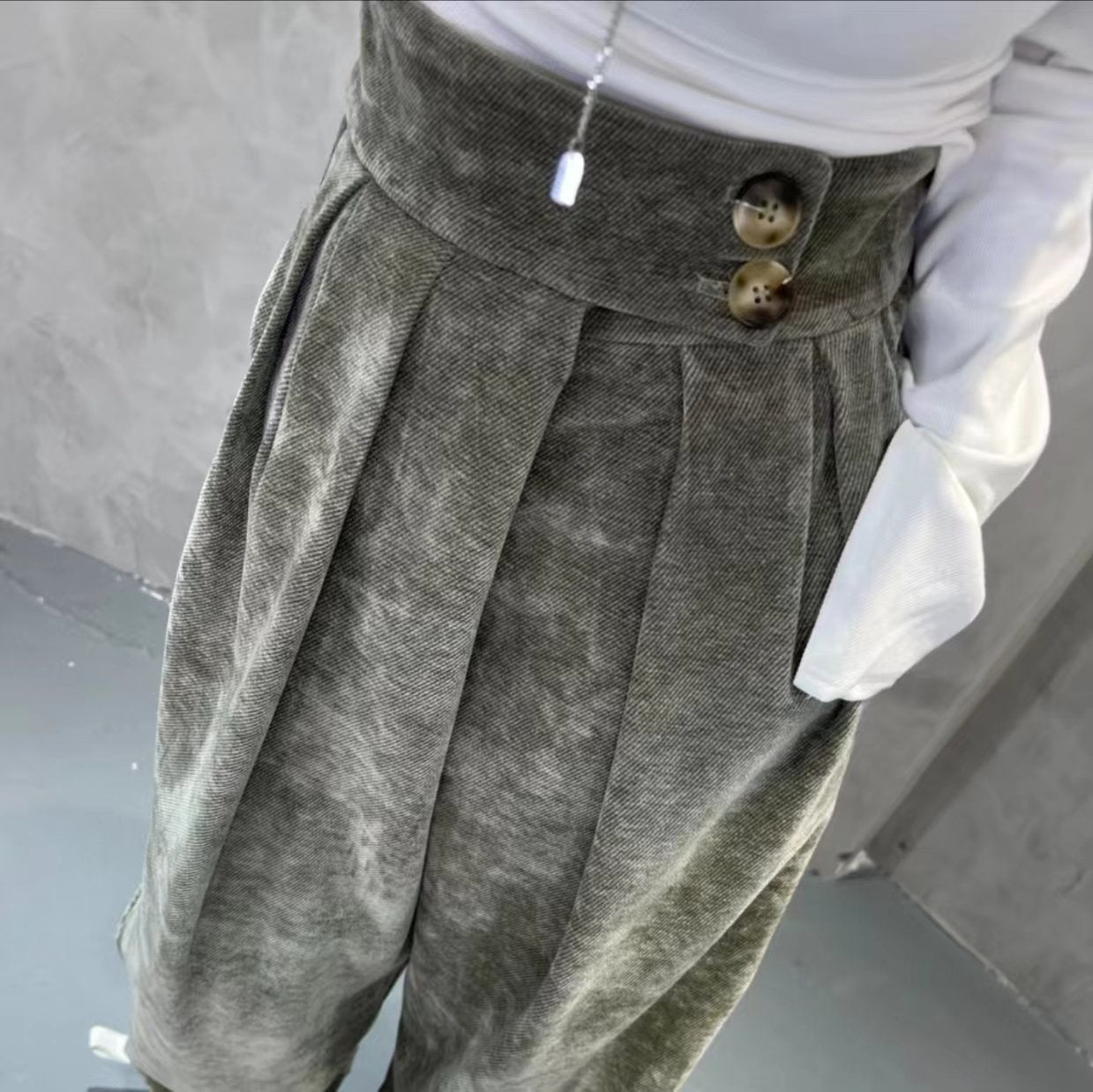 Double button waist casual pants