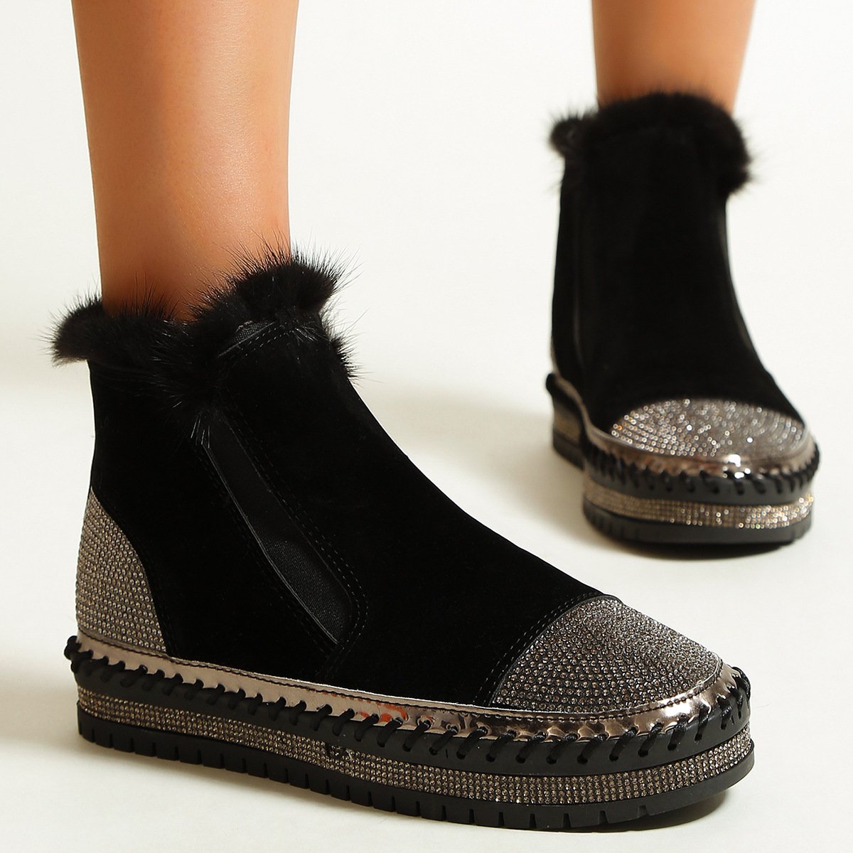 Thick Sole Rhinestone Casual Shoes