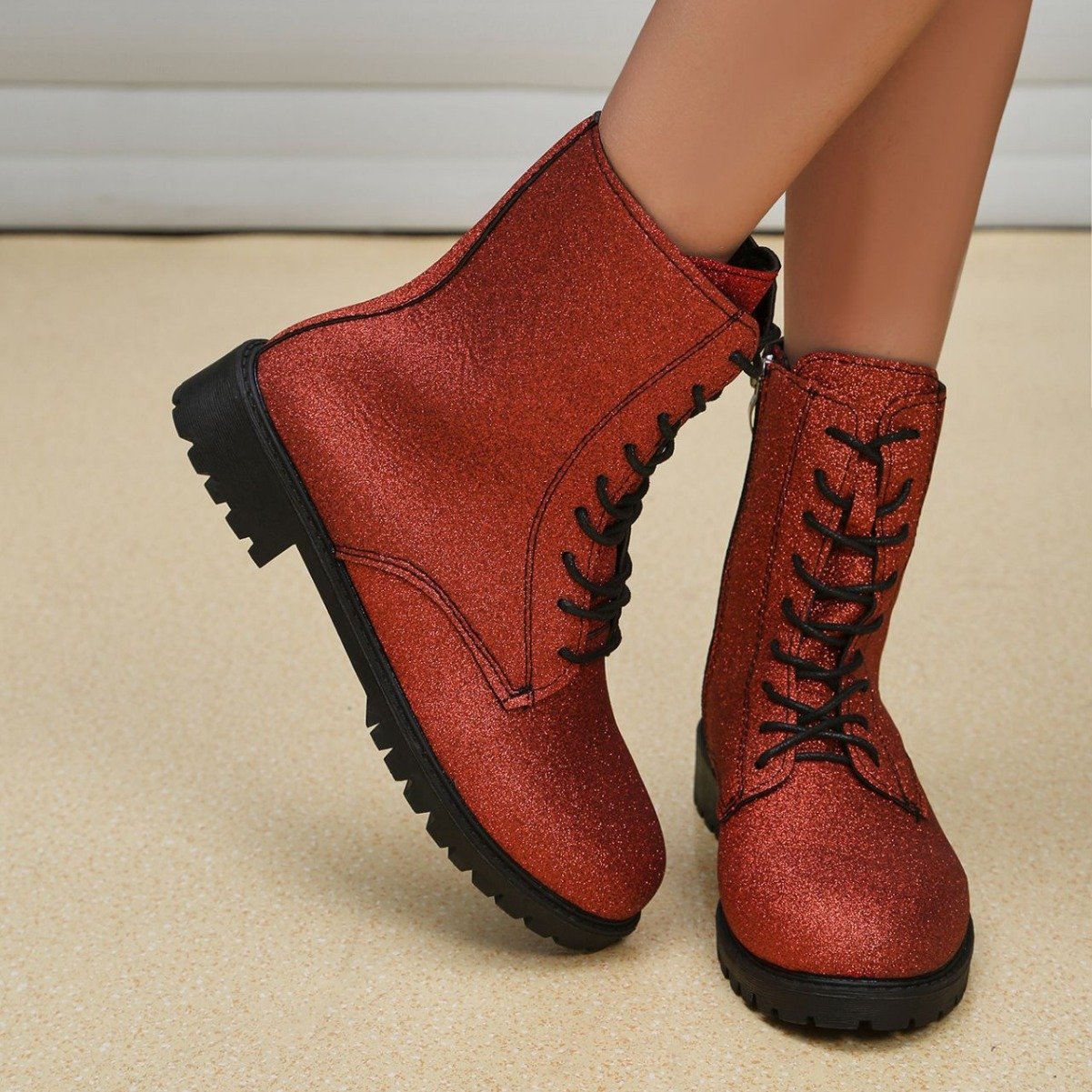 Simple bright diamond boots