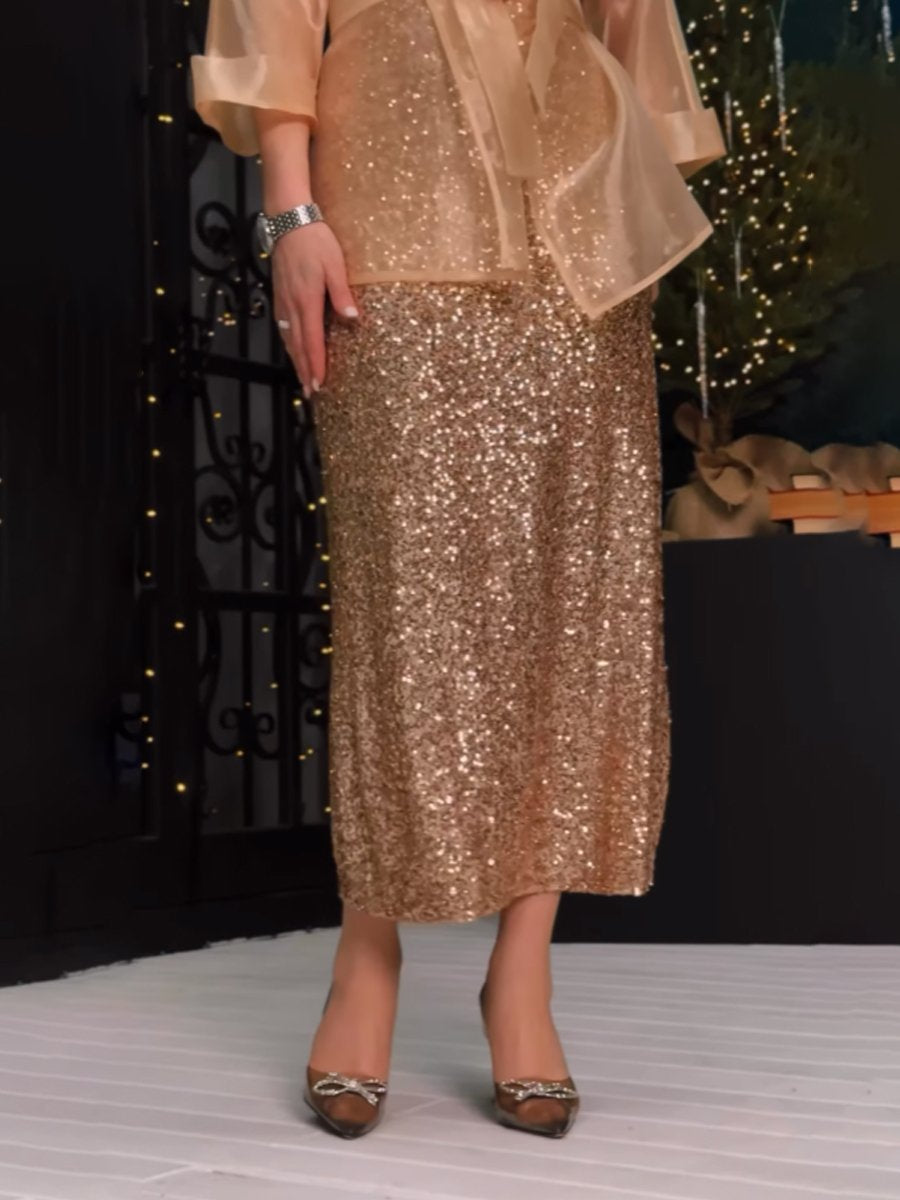 Sequin See-through Two Pieces Dress
