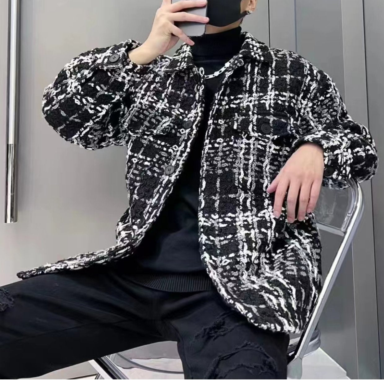 Trendy and versatile plaid cotton-padded jacket