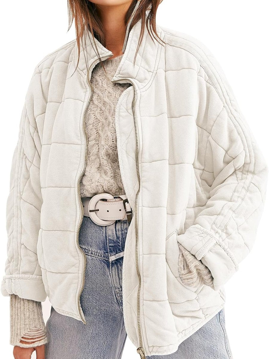 Solid Stand Collar Loose Pocket Coat