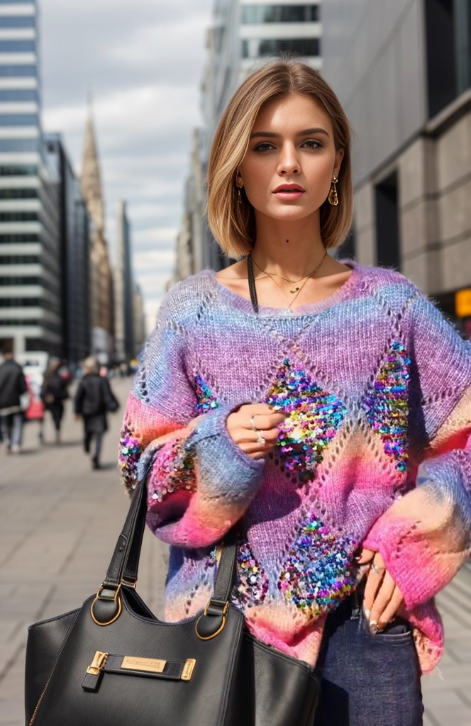 Rainbow Colored Knit Sweater