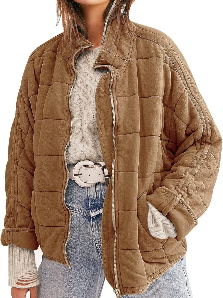 Solid Stand Collar Loose Pocket Coat