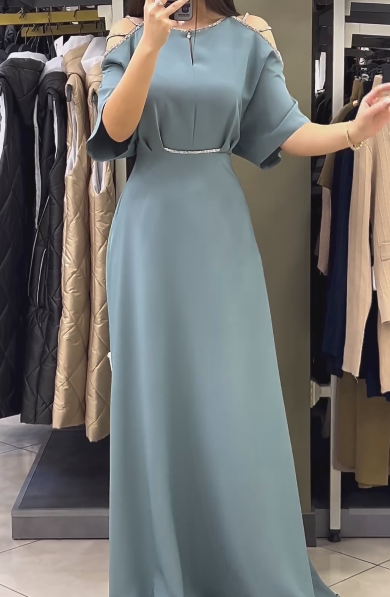 Solid Color Strapless Elegant Dress