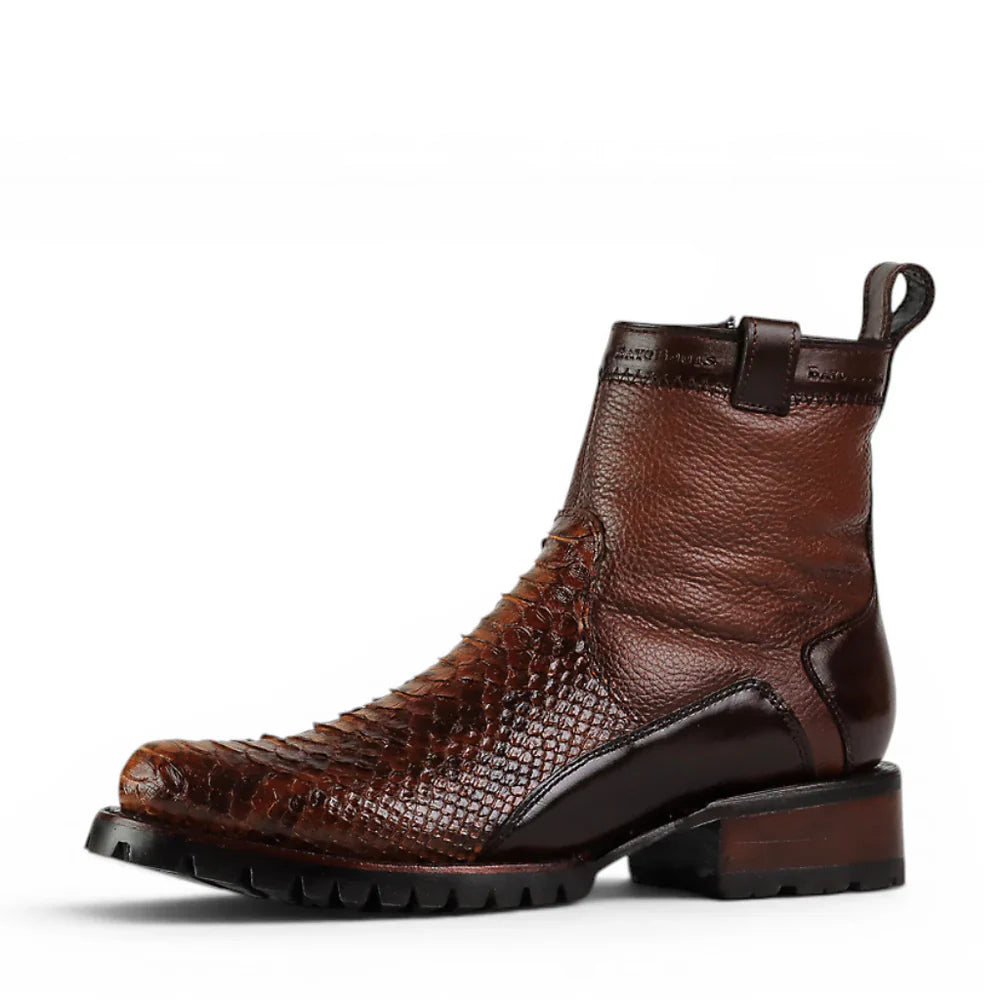 Python Cowhide Cognac Boots