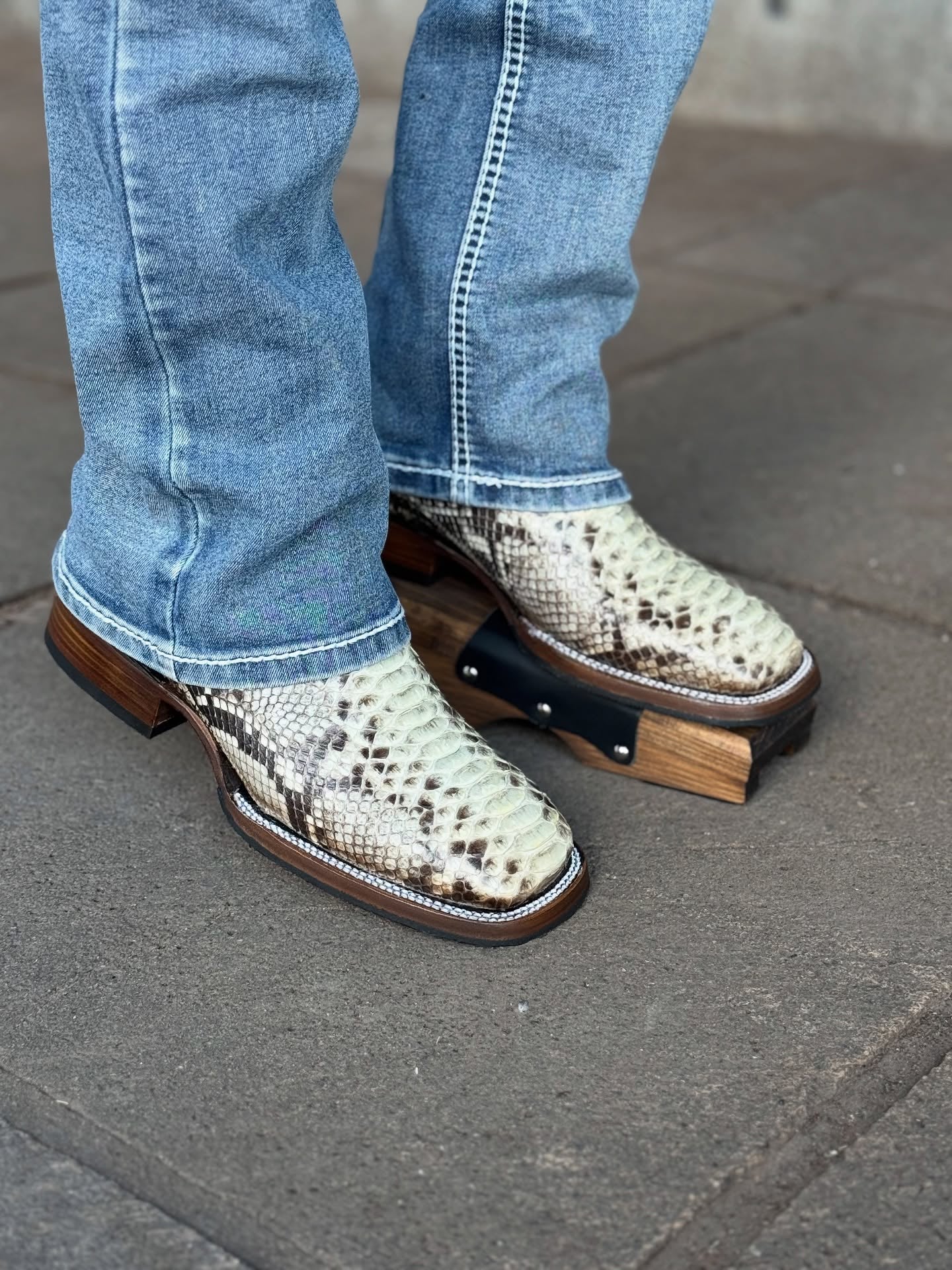 Cowboy Snake-print Leather Boots