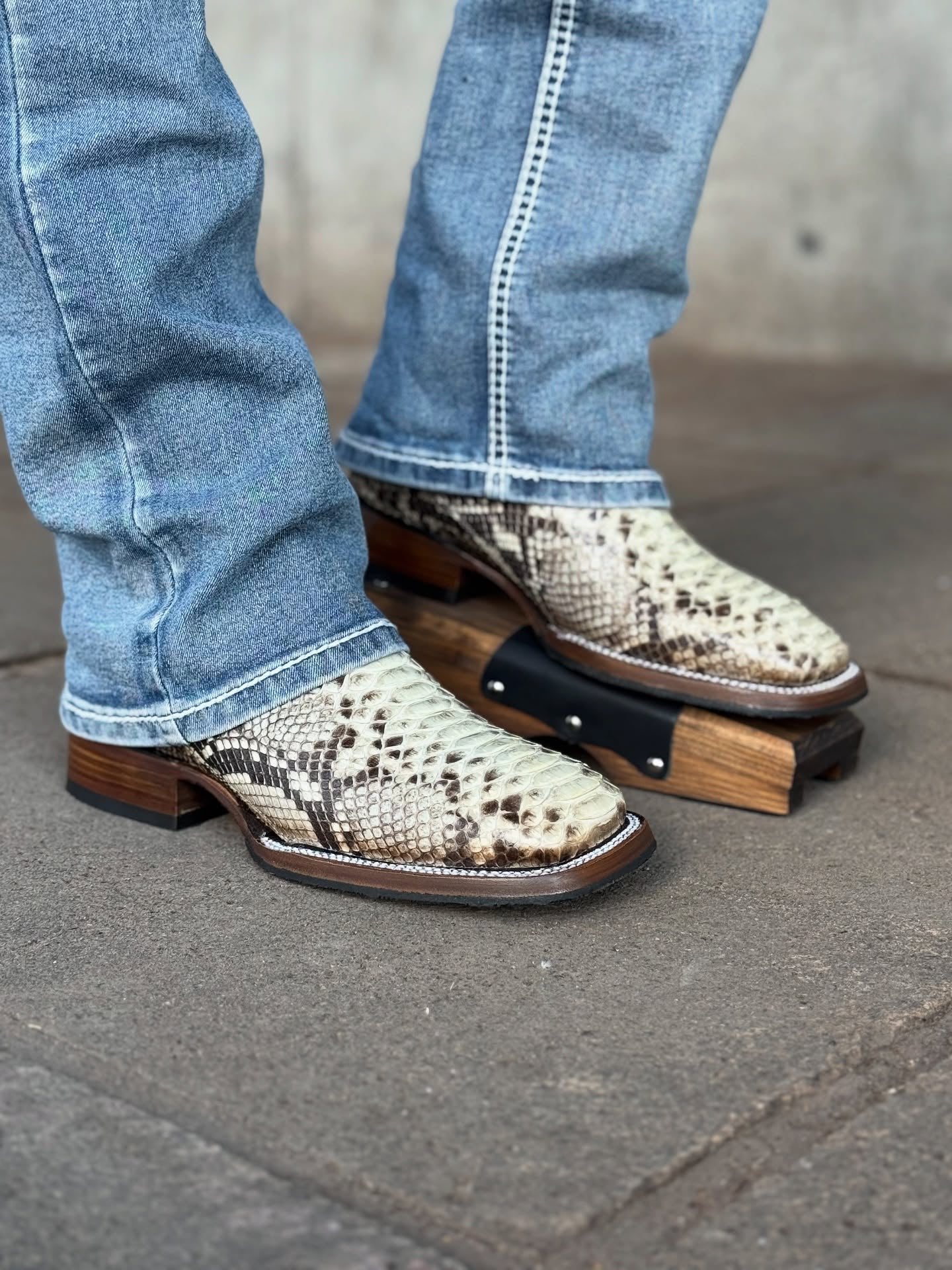 Cowboy Snake-print Leather Boots