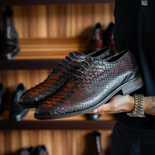 Obsidian Snake Scale Business Dress Shoes