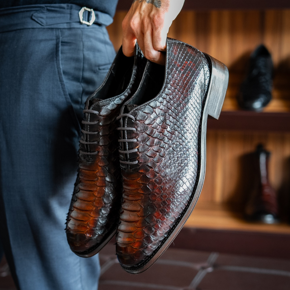 Obsidian Snake Scale Business Dress Shoes