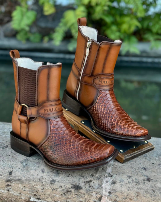 Men's Python Leather Ankle Boots