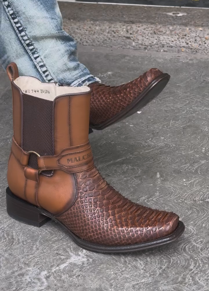 Men's Python Leather Ankle Boots
