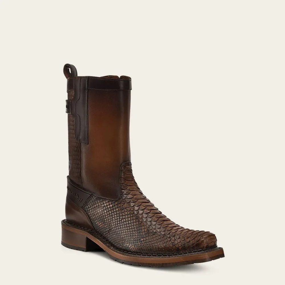 Men's Boot In Genuine Python Leather Honey