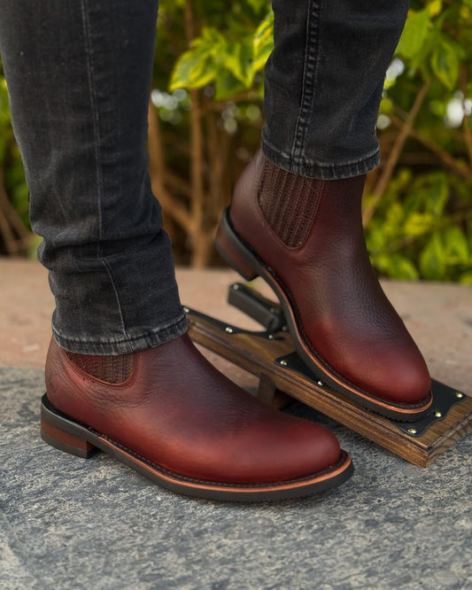 Burgundy Leather Cowboy Boots