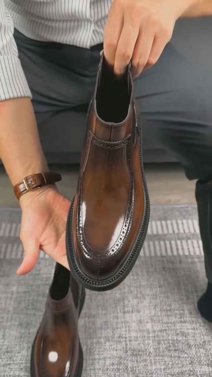 Men's Business Patent Leather Chelsea Boots