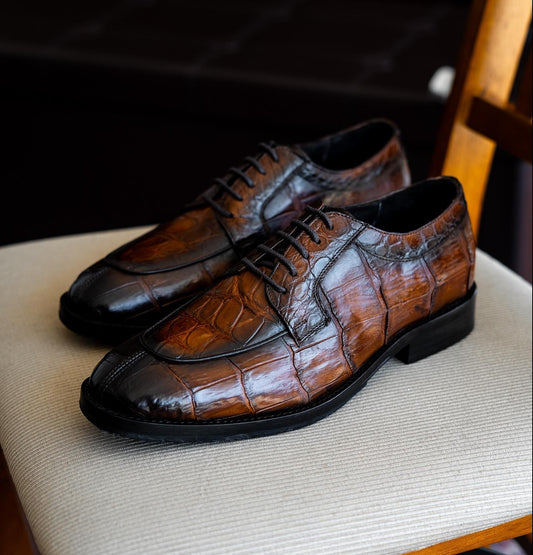 Hand-painted Shadow Crocodile Dress Shoes