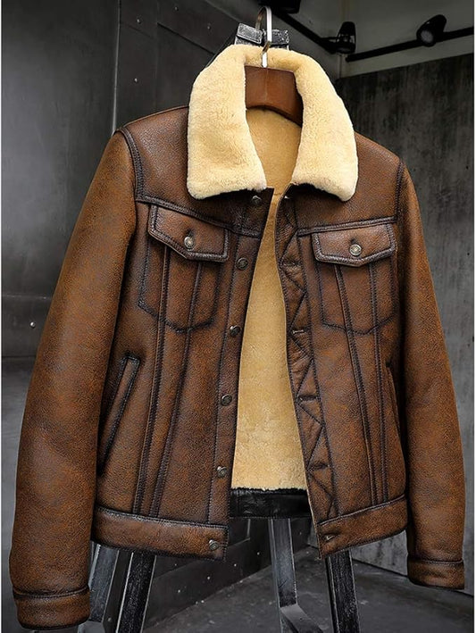 Mens Brown Sheepskin Shearling Jacket