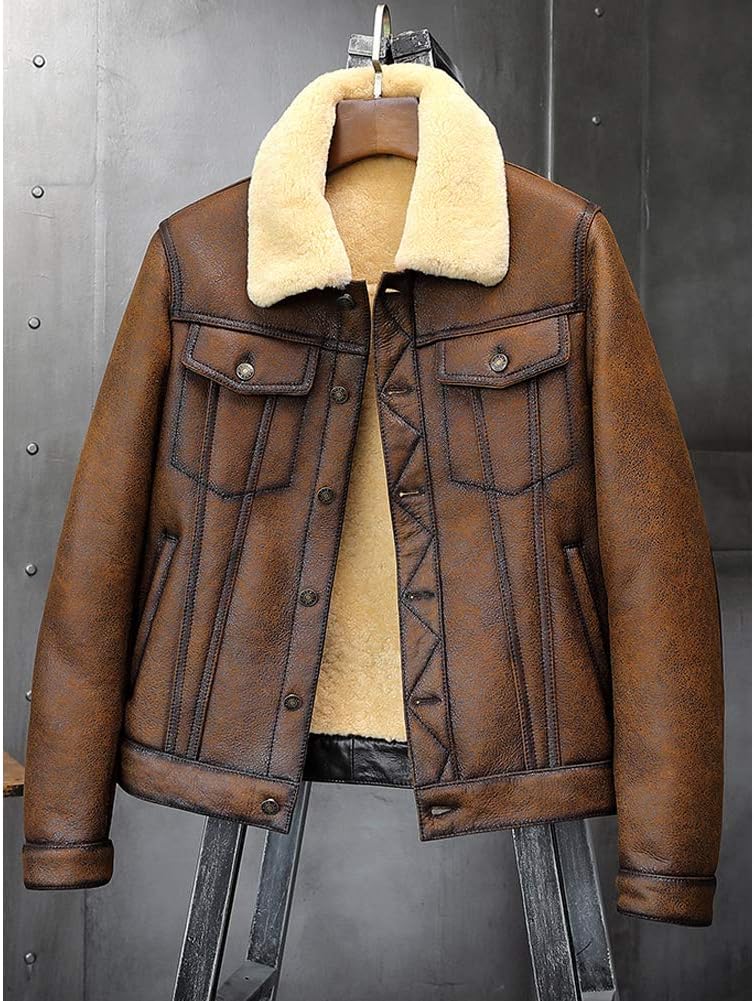 Mens Brown Sheepskin Shearling Jacket