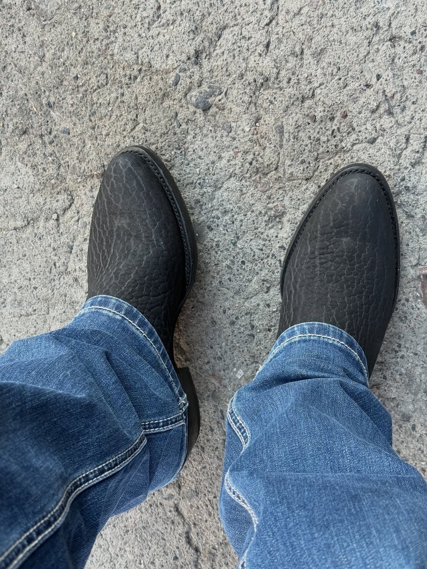 Men's Cowboy Boots Genuine Bull Neck Leather Western