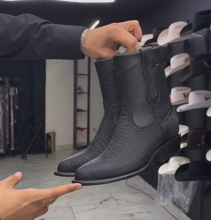 Men's Cowboy Boots Genuine Bull Neck Leather Western