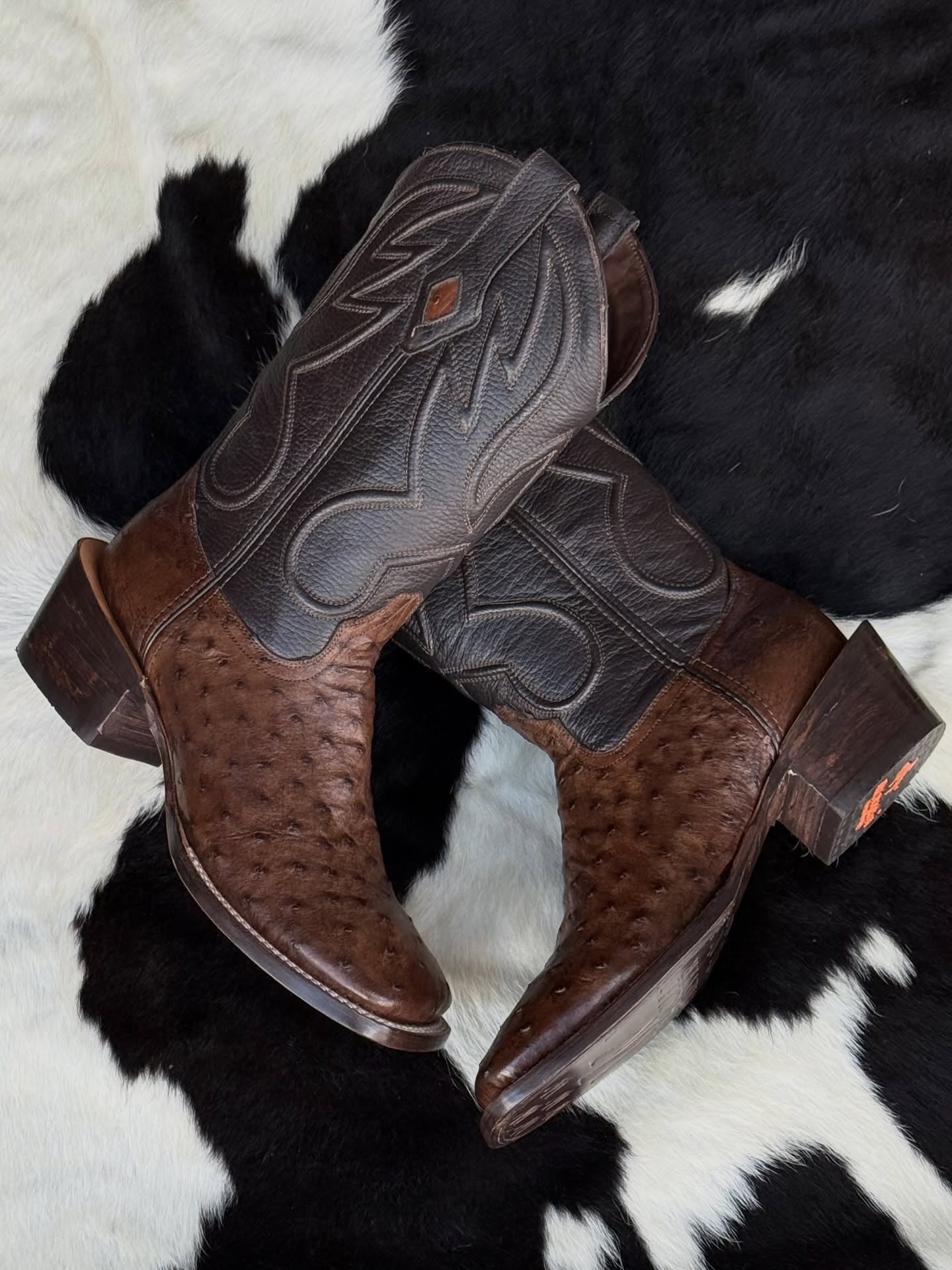 Exotic Ostrich Print Cowboy Soto Boots