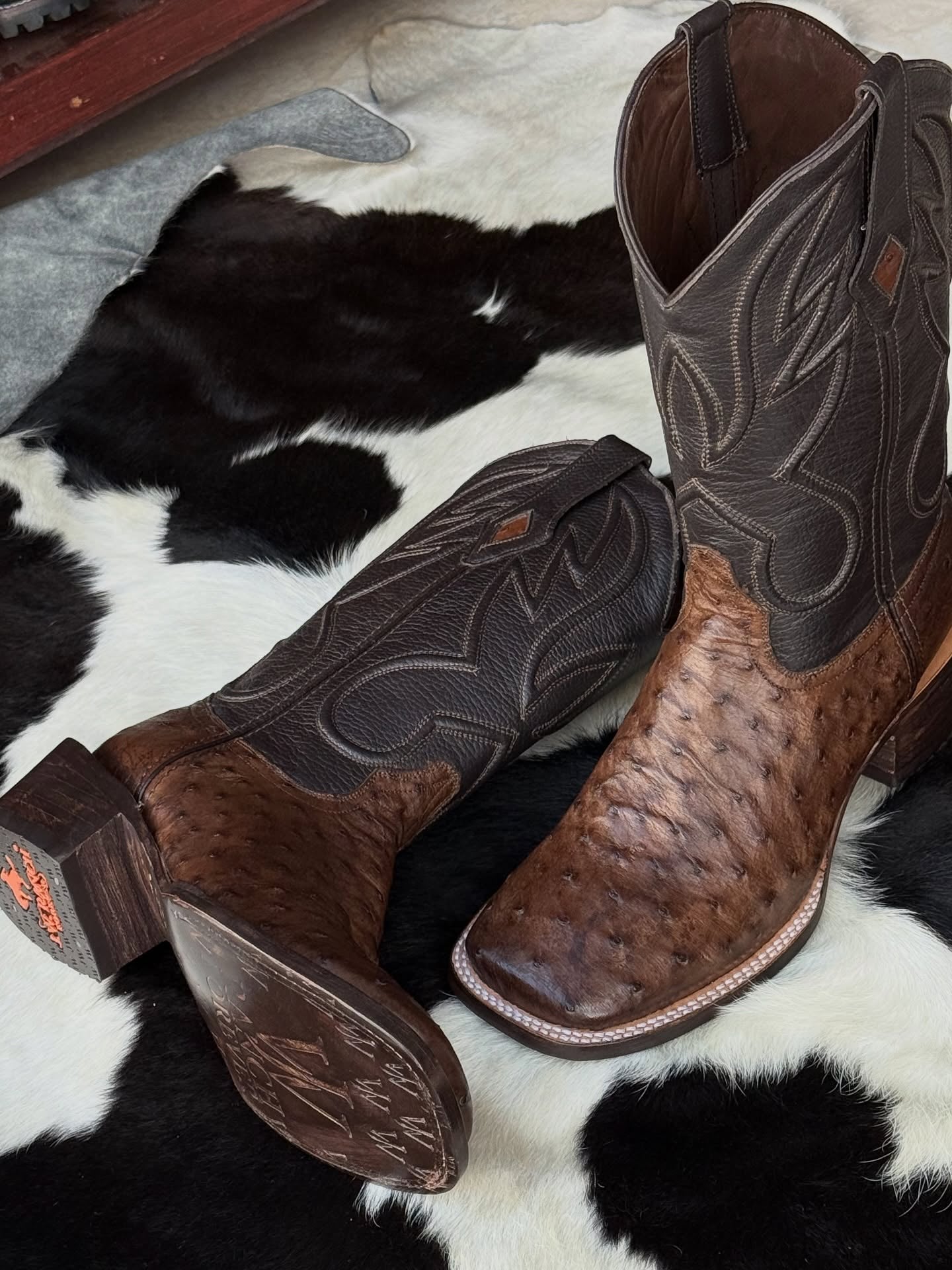 Exotic Ostrich Print Cowboy Soto Boots