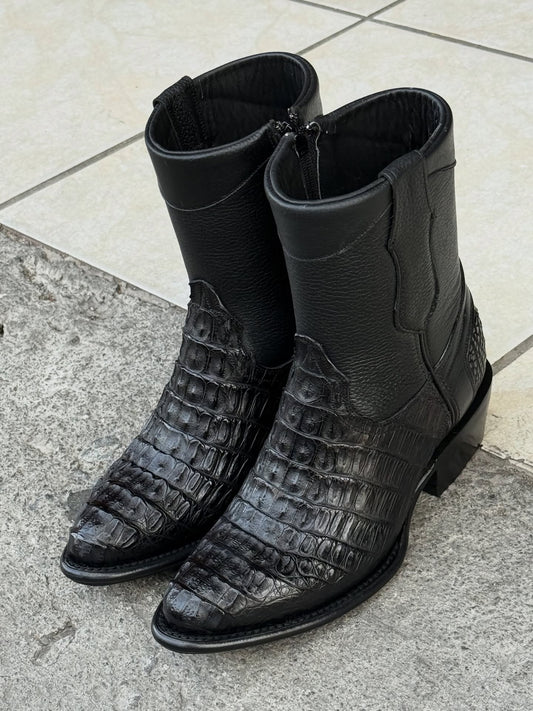 Caiman Print Semi Square Toe Boot